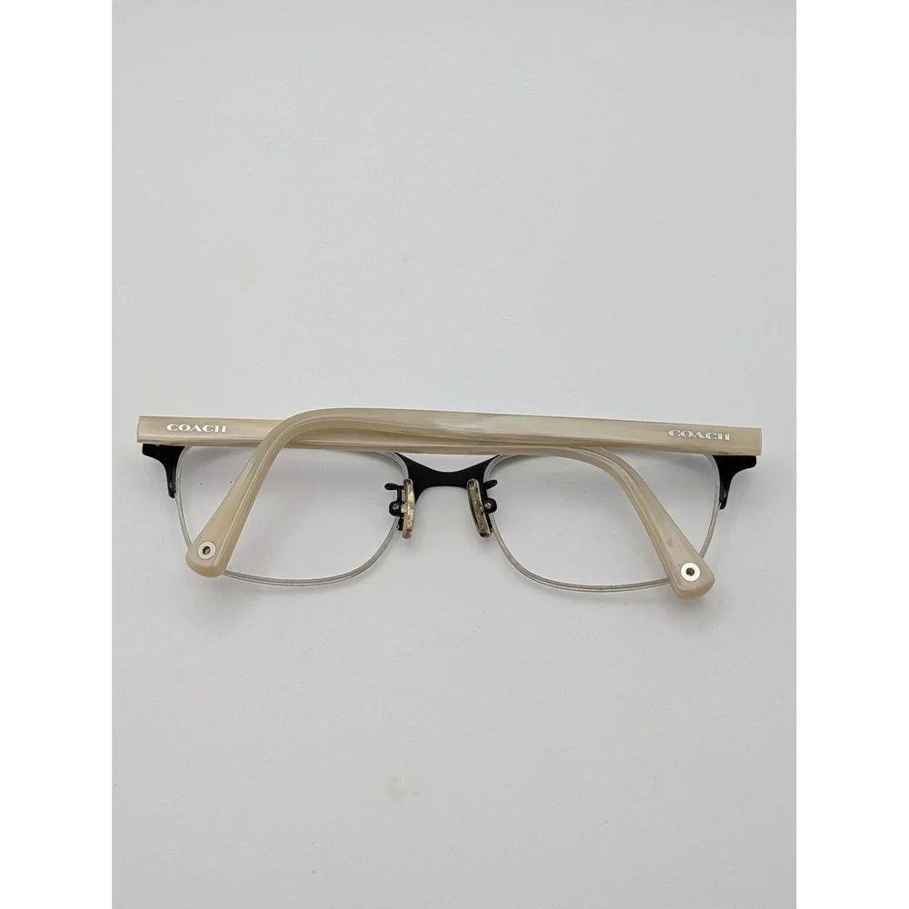 Coach HC5047 Evie Eyeglass Frames Only Satin Black Cream Semi-Rimless Women